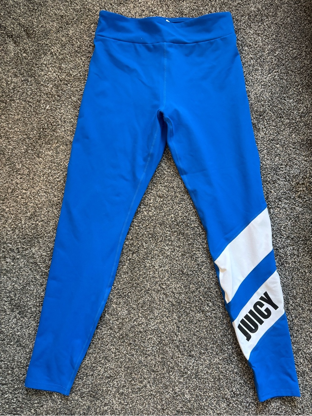 Juicy Couture Blue Leggings with White Diagonal Stripe and JUICY Logo